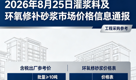 桑日2026年8月25日灌浆料及环氧修补砂浆市场价格信息通报